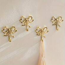 1/4 Gold Bow Wall Hook | Metal Material Wall-Mounted Baked Lacquer Craft Easy Installation, Used For Hanging Keys, Entryway, Bathroom Or Living Room Decoration, Practical Hook, Other Hooks, Wall Hooks, Functional Hooks - Multiple Styles - View 6