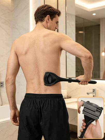 Upgraded 3-Blade Back Shaver And Replacement Blade Set (Sold Separately), Ergonomic Non-Slip Handle, Suitable For Dry And Wet Shaving, Gift For Boyfriend, Halloween, Christmas, Bathroom Accessory