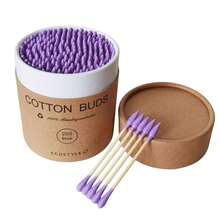 1 Box Bamboo Double-Ended Cotton Swabs, 200pcs Soft & Comfortable Disposable Cotton Swabs For Nail Art And Makeup - Multicolor - View 11
