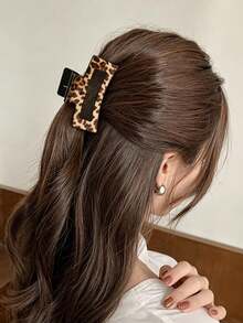4 Stücke Damen Vintage Leopardenmuster rechteckige Cut Out Kunststoff Haarspangen, europäischer und amerikanischer Stil große Haarspangen für Hinterkopf Hochsteckfrisuren, elegante Haaraccessoires - Verschiedenfarbig - Übersicht 2
