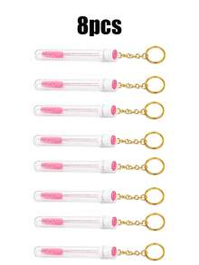 16pcs/8pcs/6pcs/4pcs/2pcs Portable Tube Lash Brush With Keychain, Rhinestone Handle Spiral Brow Brush, Eyelash Extension Grooming Tool, Mascara Wand With Dust-Proof Protective Tube Design, Portable Makeup Tool Suitable For Eyelash Extension Maintenance, Mascara, Eyebrow Pencil, Hairline Gel, Beginner Practice, Makeup Artist Look Creation Or Personal Daily Use - Multicolor - View 9