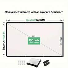 ZZPQVT 60", 84", 72", 100", 120", 150" Projection Screen, Portable Foldable Projection Screen 16:9 4K 3D, Suitable For Home Theater, Camping And Entertainment Activities - 100inch - View 14