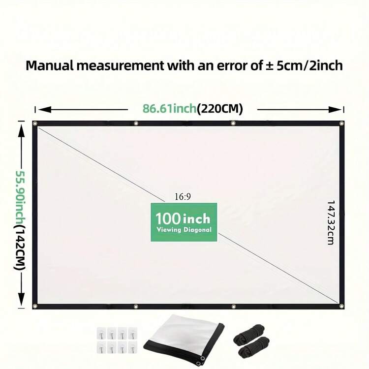 ZZPQVT 60", 84", 72", 100", 120", 150" Projection Screen, Portable Foldable Projection Screen 16:9 4K 3D, Suitable For Home Theater, Camping And Entertainment Activities - 100inch - View 12