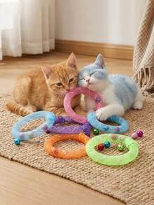 12pcs Random Color Cat Toys, Mesh Cat Self-Entertainment Ring Donut Bell Toy, Kitten Teaser Toy For Boredom Relief, Interactive Toy For Pet And Owner Bonding - View 7