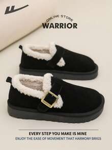Warrior Comfortable Street Style Snow Boots For Women Autumn And Winter Comfortable Running Shoes Modest Style Casual Yet Sleek Sneakers Applicable Throughout The Year Wear-Resisting All-Day Wear Training Sneakers Warm Fleece-Lined Sneakers - Black - View 1