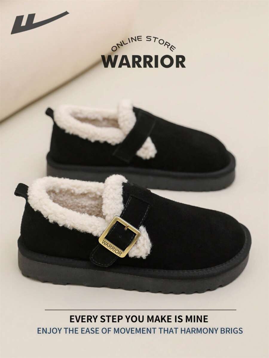 Warrior Comfortable Street Style Snow Boots For Women Autumn And Winter Comfortable Running Shoes Modest Style Casual Yet Sleek Sneakers Applicable Throughout The Year Wear-Resisting All-Day Wear Training Sneakers Warm Fleece-Lined Sneakers - Black - View 1