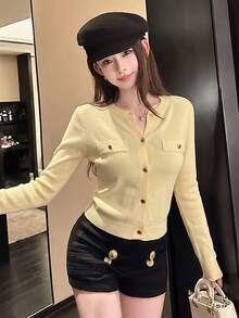 Autumn/Winter New Korean Style Sweet Casual Knit Cardigan For Women, Versatile For Daily Commute Fall - Yellow - View 2