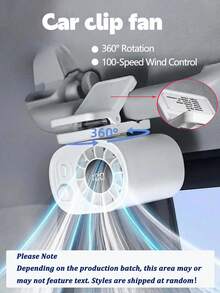 2026新款車用夾式風扇，附LED顯示螢幕，後座風扇，USB充電強力冷卻風扇，360°旋轉，100段可調風速，1200/1400mAh，適用於SUV、露營車、廂型車、皮卡車遮陽板、車頂、把手、安全帶 - A - 查看 6