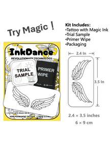 1 Kit "Angel Wings" New Technology Tattoo Sticker, Semi-Permanent, Minimalist, Fine-Line, Outline, Temporary Tattoo, Fake Tattoo, Waterproof & Long-Lasting Realistic Design, Plant-Based Formula, InkDance, Ink Dance, Gift X084 - Black - View 3