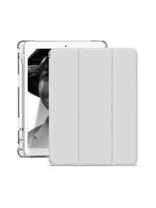 適用於 iPad 11 代 A16 的保護殼，三折平板保護套，智慧休眠/喚醒，全方位防震，霧面 TPU 平板保護殼附筆槽，霧面質感，保護殼，適用於 iPad 9 代、10 代平板保護套，適用於 iPad Air 11 (M4)、Air 11 (M3)、Pro 11 平板保護套 - 淺灰色 - 查看 10