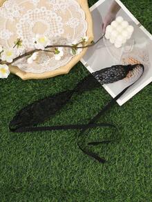 1pc Women's Lace Headband, Bohemian Floral Embroidered Sheer Mesh Hair Hoop, Vintage Wavy Edge Headscarf, Vacation Beach Holiday Hair Accessory - Multicolor - View 11