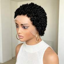 Pixie Short Hair Human Hair Wig 13X4 Lace Frontal Black Transparent Lace Edge Short Curly 150% Density Human Hair Wig Suitable For Women Daily Party Cosplay Gift - SNatural - View 2
