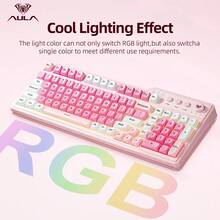 AULA F3099 三模式键盘，机械触感，99 键，带多媒体旋钮，RGB 背光，ABS 球形彩色键帽，2000mAh 电池，硅胶薄膜键盘，适用于笔记本电脑和台式机的游戏及办公键盘 - 查看 9