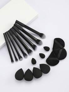 BAILIFOREVER 11/18pcs Makeup Brush And Sponge Tool Set, Professional Makeup Brush And Makeup Sponge Set, Powder Puff Makeup Brush Set, Makeup Brush Set, Makeup Brush Set, Makeup Set, Complete Makeup Set, Makeup Brush Set, Complete Makeup Set, Brush Set, Makeup Brush Set, Makeup Gift Set, Freebie, Professional Makeup Brush, Complete Makeup Set - Black - View 2