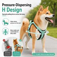 No-Pull Dog Harness With Free Car Safety Leash, Adjustable Reflective Dog Vest Harness With Soft Handle, Heavy-Duty Breathable Pet Chest Harness, Suitable For Small, Medium, Large Dogs, Comfortable Dog Walking Harness For Outdoor Training And Travel, Battery Not Included - Green - View 6
