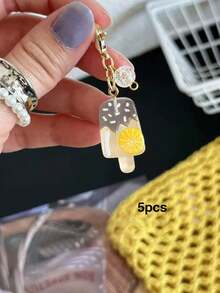 5/10/20/100pcs Summer New Ice Cream Popsicle Keychain Pendant Mini Compact Planner Phone Chain Key Ring Charm Decoration - Multicolor - View 19