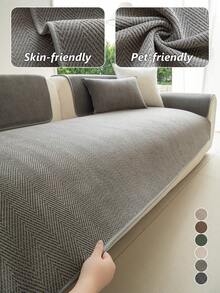 1PC Chenille Simple Solid-Color Sofa Cushion Cover – Four-Season Universal Non-Slip Seat Pad, Sofa Protector Cover Throw, Machine Washable - Multicolor - View 11