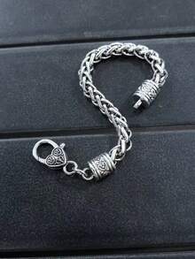 1pc Fashion Zinc Alloy Buckle Design Chain Bracelet For Women For Daily Decoration - Antique Silver - View 5