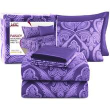 Lux Decor 6-Piece Paisley Bed Sheets High GSM Brushed Microfiber Sheets - Elevate Your Sleep Experience With 16-Inch-Deep Pocket Bedding Sheets & Pillowcases- Back To School- Graduation Gift- All Sizes Available- Winter Vibes, Christmas Decor, - 薰衣草 - 查看 12