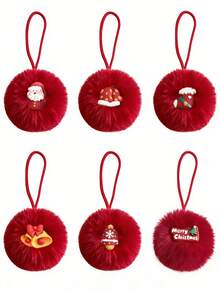 Faux Rabbit Fur Christmas Plush Ball Hanging Decor, DIY Holiday Decoration, Suitable For Christmas Tree, Halloween Party, Home Decor, Cute Plush Ball Pendant, Perfect Holiday Gift - Multiple Styles - View 10