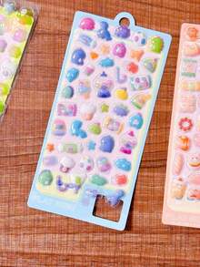 3D Embossed Cartoon Sponge Stickers 6pcs Set, 3D Transparent Phone Scrapbook Stickers, PVC Epoxy Resin Stickers, Children's Gift - Multicolor - View 6