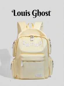 [Campus Commuter Backpack]A Perfect Collision Of And Gentle. Suitable For Different Outfit Scenarios, Commuting, School, Travel, And Dates. Multi-Layer Partitioned Storage Design With Main Compartment, Front Pocket, And Side Pockets, Providing Dedicated Space For Phone, Tablet, Stationery, And Water Bottle. - Multicolor - View 3