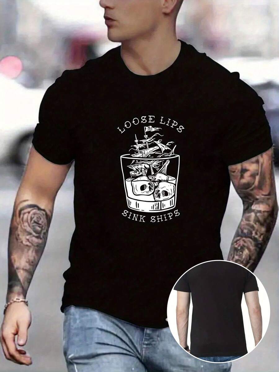 Men T-Shirts - 黑色 - 查看 1
