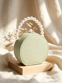 1pc/6pcs Portable Round Jewelry Box, Pearl Handle, PU Leather Mini Jewelry Organizer, Divided Soft Lining Storage Box, Scratch-Resistant Travel Jewelry Case, Compact Storage For Rings Earrings Necklaces, Ideal Gift For Women - Multicolor - View 8