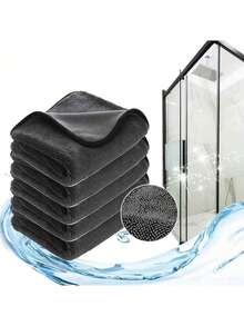 Shower Cleaning Cloth, Bathroom Drying Towel, Super Absorbent Reusable Microfiber Shiny Drying Towel, Suitable For Shower Doors, Sinks And Ceramic Tiles - Dark Grey - View 10