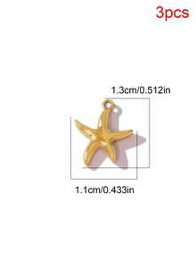 3pcs Stainless Steel PVD Plated Marine Life Pendants Dolphin Crab Starfish Shell Charms Pendant For DIY Jewelry Making Accessories - Pendant - View 18
