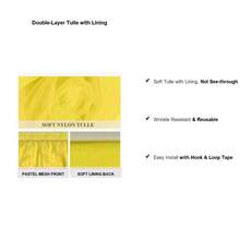 1pc Yellow Sheer Ruffle + Lining Table Skirt, Suitable For Rectangular And Round Dining Tables - Perfect For Birthday Parties, Weddings, Bridal Showers, Cake Tables, And All Celebration Events - Yellow - View 5