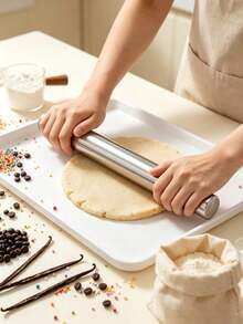 Smooth Stainless Steel Rolling Pin, One-Piece Molded Dough Roller, Non-Stick And Easy To Clean, Suitable For Dumplings, Pies, Pizza, Cookies Baking, Multiple Sizes Available, Suitable For Home And Outdoor Baking, Perfect For Halloween, Christmas, Thanksgiving Party Food And Dough Preparation - View 9