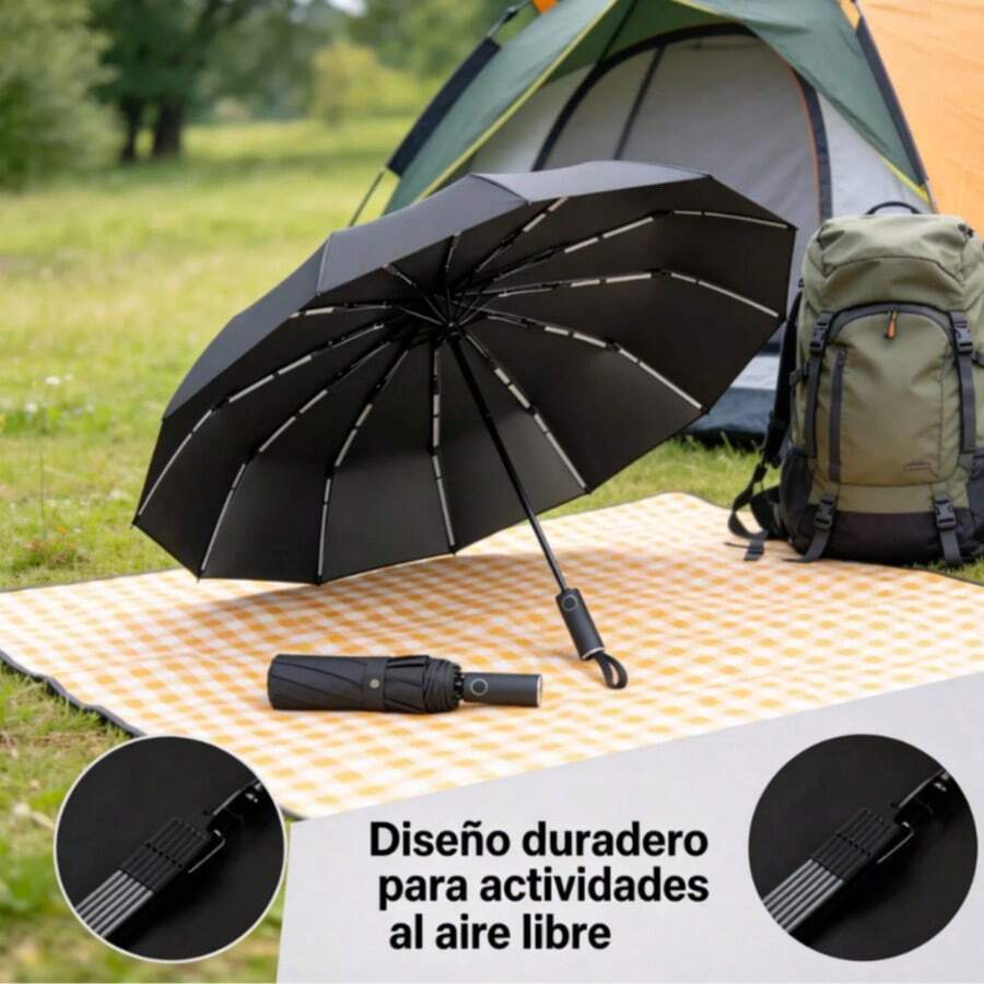 1 pieza Paraguas Plegable Automático, Sombrilla UPF50+ Bloquea Rayos UV, Impermeable para Lluvia, Diseño Minimalista Colores Suaves, Fácil de Guardar en Bolso