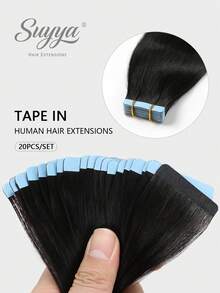 SUYYA Seamless Skin Weft Adhesive Glue Tape In 100% Rambut Manusia Asli Remy Balayage Lurus Ekstensi Rambut Berkualitas Salon Untuk Wanita - S1B - View 1