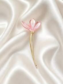 1pc Elegant Lotus Shaped Brooch Pin, Floral Lapel Pins For Women Dress/Sweater Accessories - Multicolor - View 9