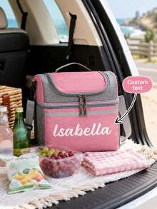 Personalized Double-Layer Insulated Lunch Bag, Customizable Name/Text, Large Capacity Insulated Tote Bag, Suitable For Office, Travel, Detachable Shoulder Strap And Ice Pack System, Oxford Fabric Insulated Bag, Non-Food Contact - Multicolor - View 4