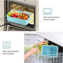 1pc 1200ml Bento Box With Utensils And Leak-Proof Lid, 3-Compartment Design, Also Suitable As Kitchenware, Ideal Christmas Gift - Multicolor - View 6