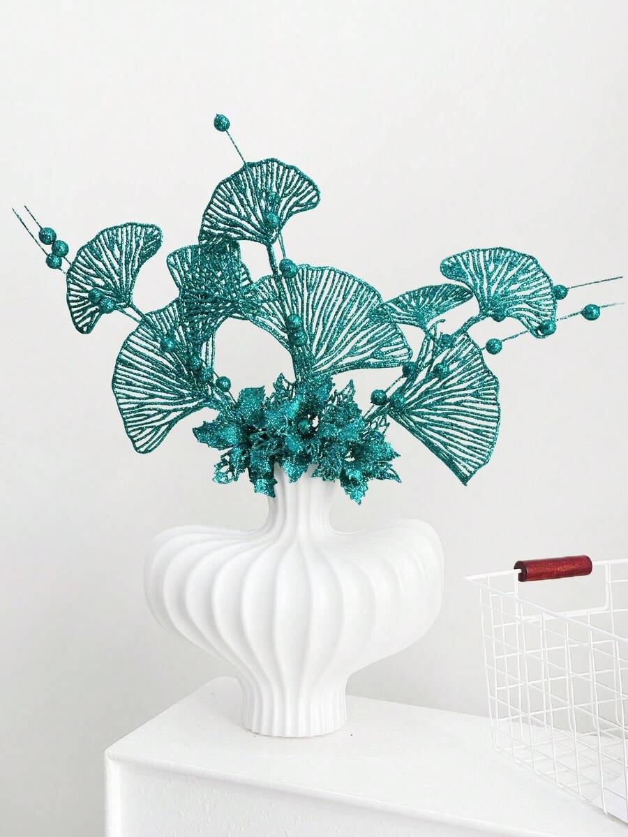 1/2/4pcs Artificial Plant,Christmas Tree Decorations And Ornaments,Sparkling Glitter Berry Bouquet For Festival Wedding Party Home Indoor Dining Table,Room,Bedroom Decoration,Rattan Decoration Accessories,Christmas Tree And Christmas Plant Decor - Green - View 1