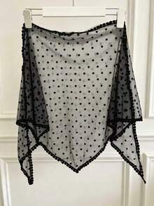 1pc Solid Color Embroidered Lace Floral Jacquard Shawl Headscarf - S57779-black - View 4