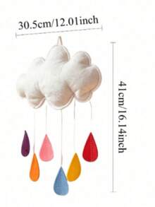 1PC/3pcs Pastel Felt Cloud & Raindrop Wall Decor - Kids Room Cute Weather Theme Decoration,Room Decor,Baby Stuff,Home Decor,Kids Room Decor - Multicolor - View 3