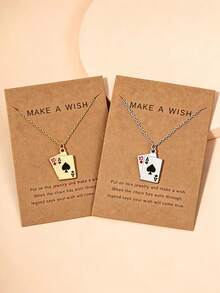 1pc Elegant Fashion Zinc Alloy Enamel Poker Card Pendant Necklace, Suitable For Women's Daily Wear, Travel, Vacation And Party - Playing Card Necklace - View 5