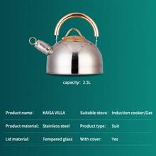 2.5L Whistling Kettle, Large Capacity, Stainless Steel, Whistle Alert, Design, Suitable For: Outdoor, Daily, Tea Pot - Multicolor - View 5