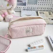Large Capacity Solid Color Multi-Function Stationery Storage Bag, School Office Storage Bag, Portable Makeup Storage Bag, Home Small Item Storage Bag, Back To School Essential, Soft And Comfortable, Suitable For Students, Professionals And Stationery Enthusiasts - Single Piece - View 7