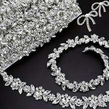 1pc Rhinestone Sewing Craft Chain DIY, Elegant Minimalist Body Chain, Rhinestone Decorated Chain, Claw Chain, Crystal Rhinestone Chain, Shiny DIY Trim, Clothing Decoration Diamond Shoulder Strap Adjustable Crystal Shoulder Chain Accessory - Multiple Styles - View 1