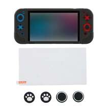 Compatible con Switch OLED, 1 pieza Funda protectora de consola + 4 piezas Tapas de joystick + 1 pieza Protector de pantalla de vidrio templado de alta definición, a prueba de polvo, resistente a arañazos, protección completa a prueba de agua - Ver 2
