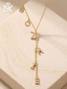 Diseño Clásico de Nicho, Collar Personalizado con Nombre Hecho de 26 Letras Inglesas, Accesorio de Lujo Ligero Versátil de Alta Calidad para Mujeres, Regalo Sorpresa Creativo para el Día de San Valentín, Cumpleaños, Aniversario, Perfecto para Seres Queridos, Amigos y Familia. También un Excelente Regalo para el Día de la Madre. - Amarillo Oro - Ver 3