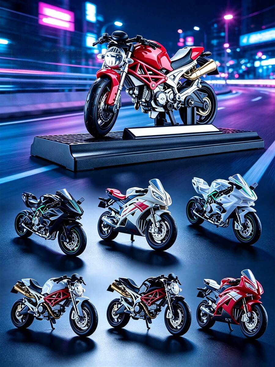1pc 1:18 Diecast Alloy Racing Motorcycle Model With Base, Mini Simulation Sport Racing Bike Desktop Ornament, Collectible Toy Gift For Motorcycle Enthusiast