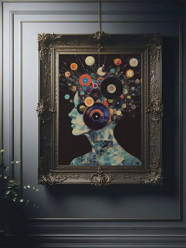 1pc Retro Vinyl Record Store Wall Art, Vintage Music Album Poster, Vintage Collage Man In Suit DJ Pop Art, Bedroom Decor,LivingRoom Decor,Dorm Decor,Wall Arts,Wall Decor,Home Decor,Room Decor, Canvas Wall Art, Posters,Optional Frame