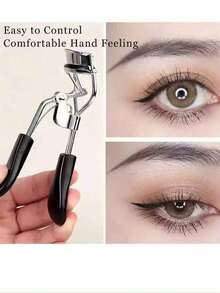 6pcs Stainless Steel Eyelash Curler Set Eyebrow Kit, Suitable For Eyelash Curler, Eyelash Comb, Eyelash, Double-Ended Angled Eyebrow Brush, Eyebrow Brush, Silicone Refill Pad, For Eyelashes And Eyebrows - Black - View 3