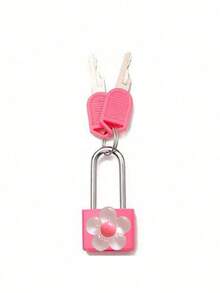 Metal Mini Padlock With Cute Translucent Flower Decoration, 2 Keys, Small Combination Lock, No Assembly Required, Small Luggage Padlock, Metal Key Padlock, Suitable For Luggage, Pencil Case, Backpack, Travel Accessories, School Locker, Sports Locker, Fence, Toolbox, Perfect For Graduation Season, Back To School Season, Teacher's Day Gift, Travel Accessory - Multicolor - View 12